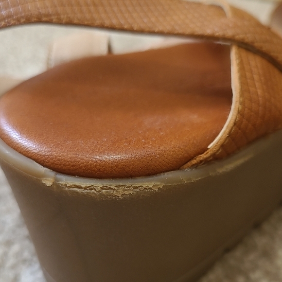 Fratelli Robinson Brown Leather Wedge Sandals, Made in Greece, Size 39 (8 1/2) - Picture 7 of 10